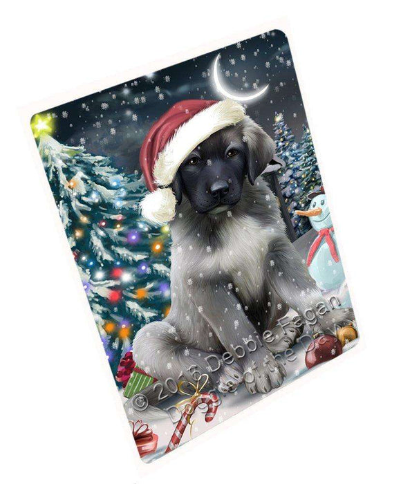 Have a Holly Jolly Christmas Anatolian Shepherd Dog in Holiday Background Tempered Cutting Board D008