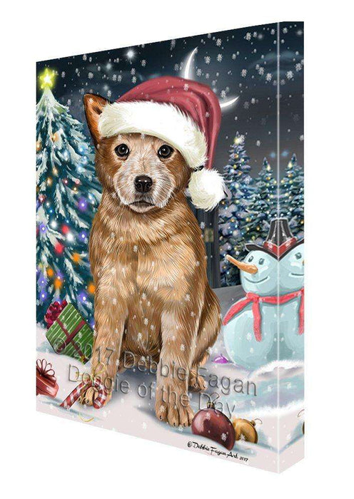 Have a Holly Jolly Christmas Australian Cattle Dog in Holiday Background Canvas Wall Art D028