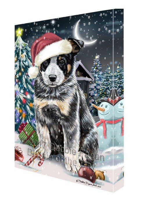 Have a Holly Jolly Christmas Australian Cattle Dog in Holiday Background Canvas Wall Art D029