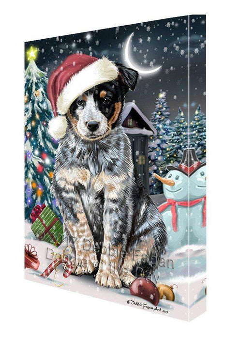 Have a Holly Jolly Christmas Australian Cattle Dog in Holiday Background Canvas Wall Art D030