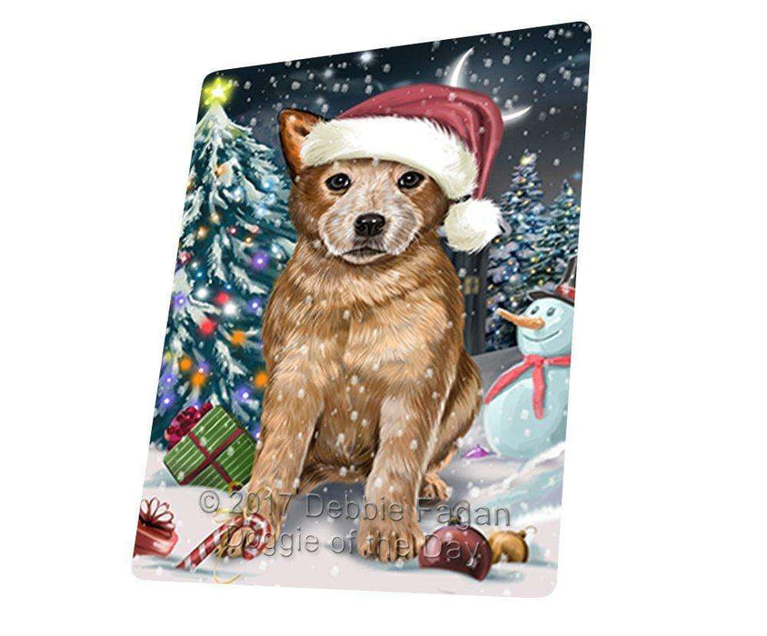 Have a Holly Jolly Christmas Australian Cattle Dog in Holiday Background Tempered Cutting Board D046