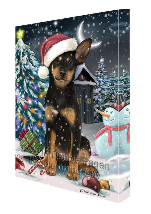 Have a Holly Jolly Christmas Australian Kelpie Dog in Holiday Background Canvas Wall Art D058