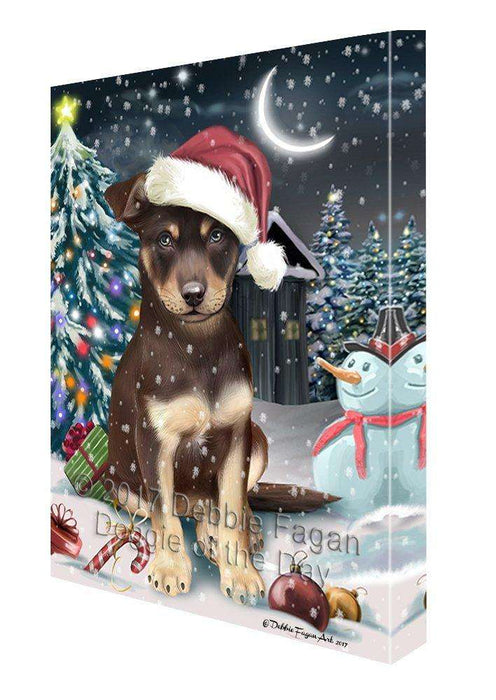 Have a Holly Jolly Christmas Australian Kelpie Dog in Holiday Background Canvas Wall Art D060