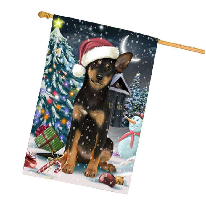 Have a Holly Jolly Christmas Australian Kelpie Dog in Holiday Background House Flag