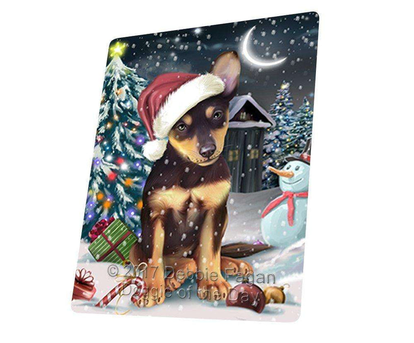 Have a Holly Jolly Christmas Australian Kelpie Dog in Holiday Background Large Refrigerator / Dishwasher Magnet D059