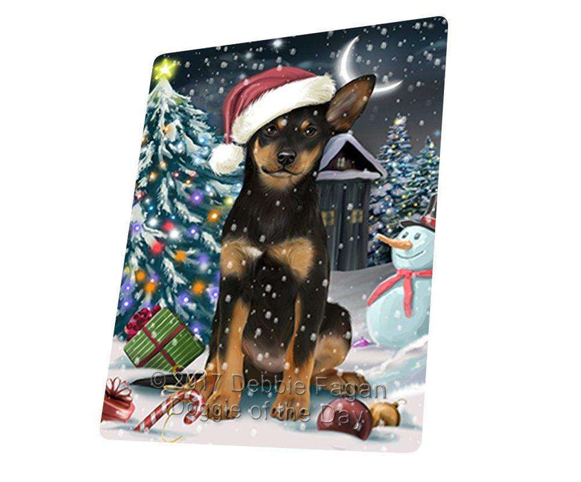 Have a Holly Jolly Christmas Australian Kelpie Dog in Holiday Background Tempered Cutting Board D058