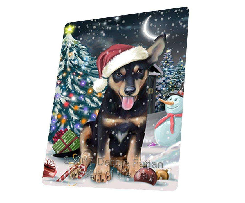 Have a Holly Jolly Christmas Australian Kelpie Dog in Holiday Background Tempered Cutting Board D061