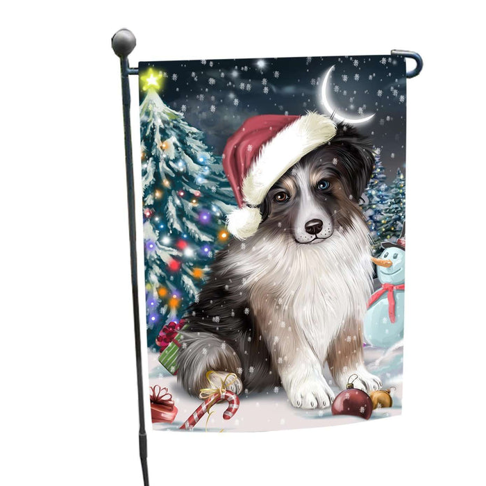 Have a Holly Jolly Christmas Australian Shepherd Dog in Holiday Background Garden Flag D002