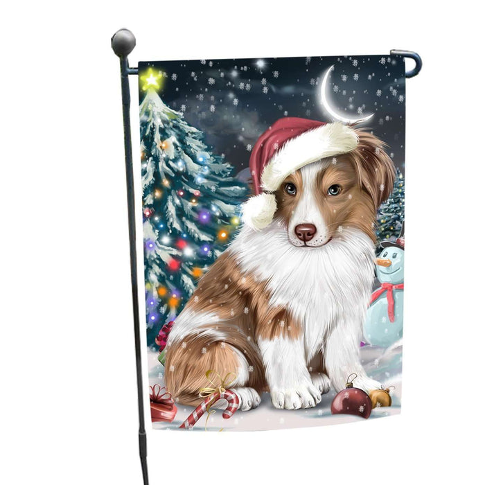 Have a Holly Jolly Christmas Australian Shepherd Dog in Holiday Background Garden Flag D003