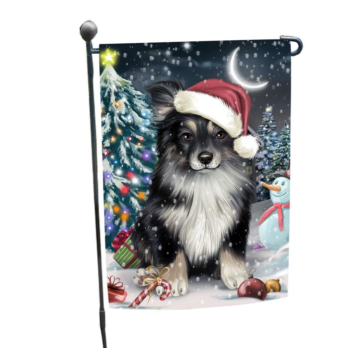 Have a Holly Jolly Christmas Australian Shepherd Dog in Holiday Background Garden Flag D004