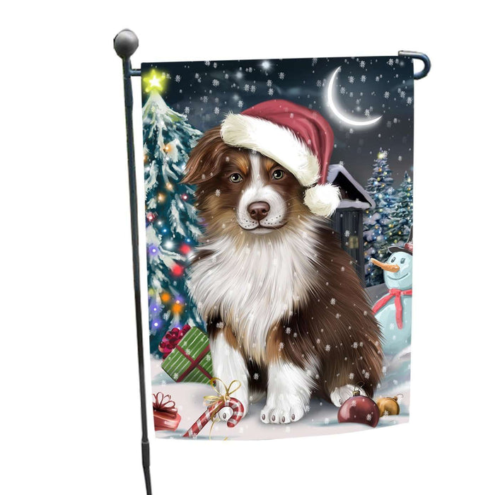 Have a Holly Jolly Christmas Australian Shepherd Dog in Holiday Background Garden Flag D005