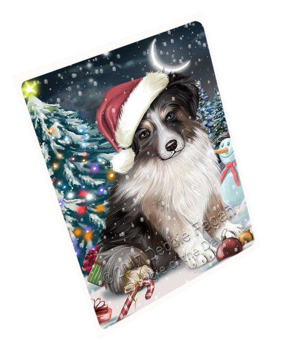 Have a Holly Jolly Christmas Australian Shepherd Dog in Holiday Background Large Refrigerator / Dishwasher Magnet D002