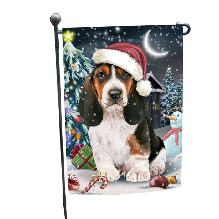Have a Holly Jolly Christmas Basset Hound Dog in Holiday Background Garden Flag D134