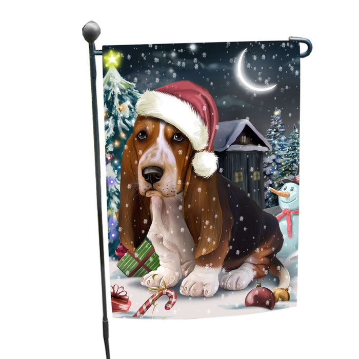 Have a Holly Jolly Christmas Basset Hound Dog in Holiday Background Garden Flag D135