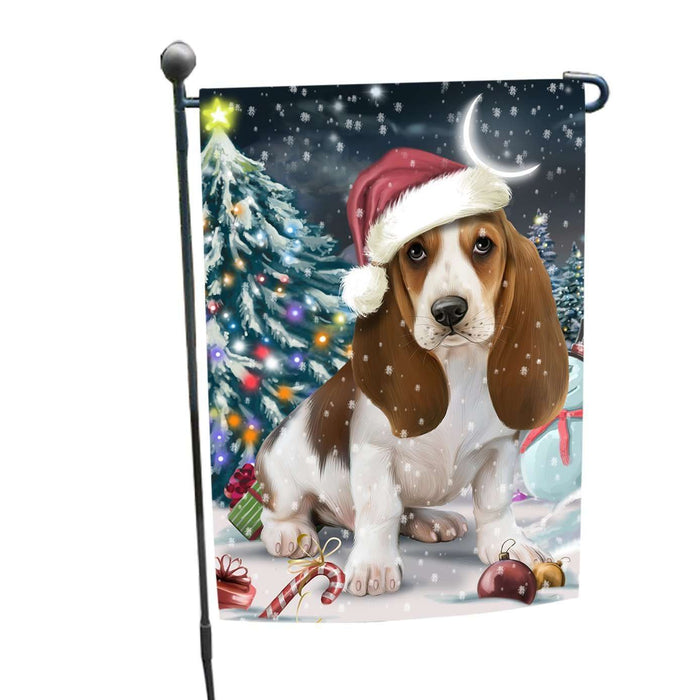 Have a Holly Jolly Christmas Basset Hound Dog in Holiday Background Garden Flag D136