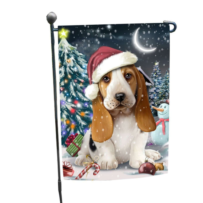 Have a Holly Jolly Christmas Basset Hound Dog in Holiday Background Garden Flag D137