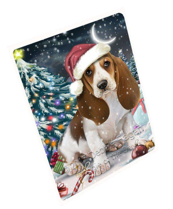 Have a Holly Jolly Christmas Basset Hound Dog in Holiday Background Tempered Cutting Board D136