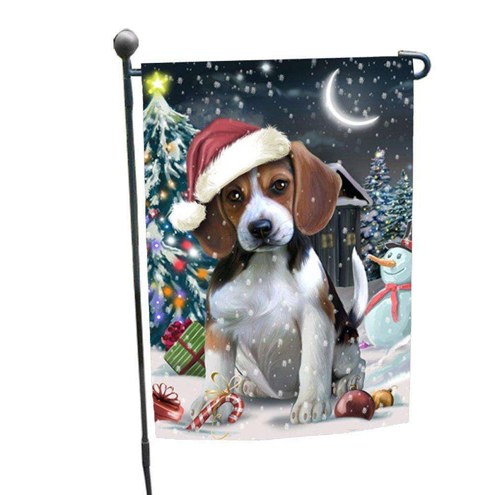 Have a Holly Jolly Christmas Beagle Dog in Holiday Background Garden Flag D063