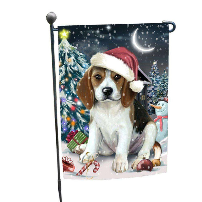 Have a Holly Jolly Christmas Beagle Dog in Holiday Background Garden Flag D064