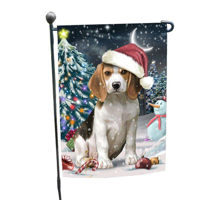 Have a Holly Jolly Christmas Beagle Dog in Holiday Background Garden Flag D065