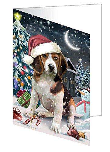 Have a Holly Jolly Christmas Beagle Dog in Holiday Background Handmade Artwork Assorted Pets Greeting Cards and Note Cards with Envelopes for All Occasions and Holiday Seasons D207