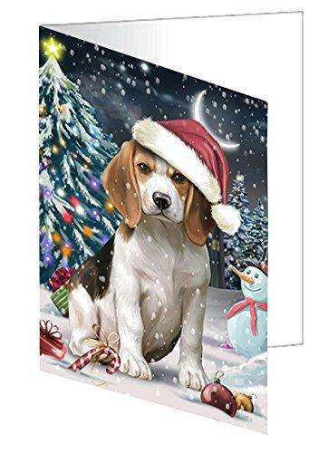 Have a Holly Jolly Christmas Beagle Dog in Holiday Background Handmade Artwork Assorted Pets Greeting Cards and Note Cards with Envelopes for All Occasions and Holiday Seasons D210