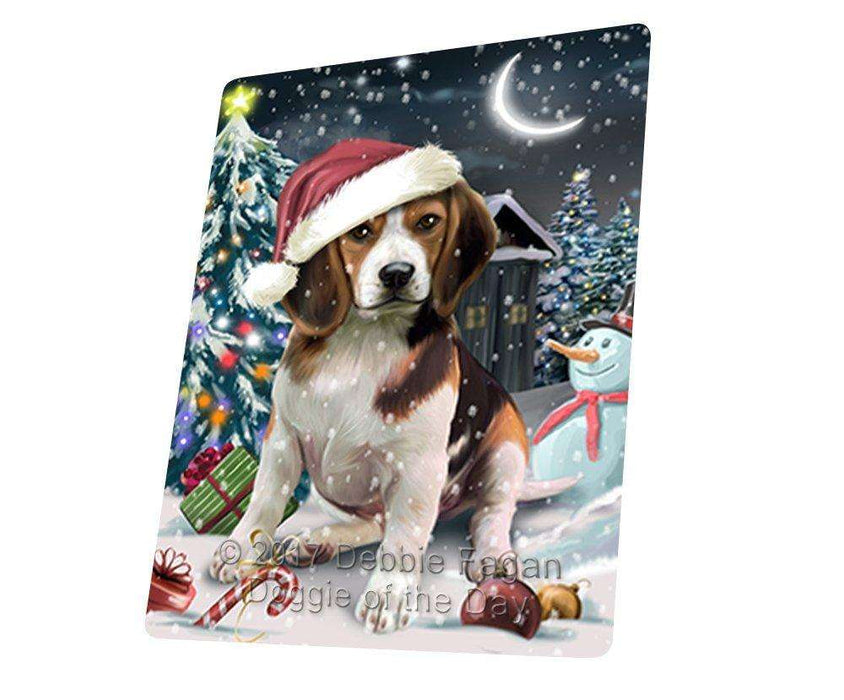 Have a Holly Jolly Christmas Beagle Dog in Holiday Background Tempered Cutting Board D062