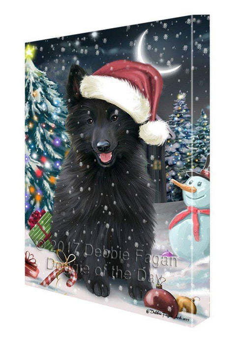 Have a Holly Jolly Christmas Belgian Shepherd Dog in Holiday Background Canvas Wall Art D007