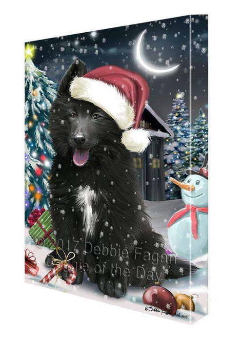 Have a Holly Jolly Christmas Belgian Shepherd Dog in Holiday Background Canvas Wall Art D008