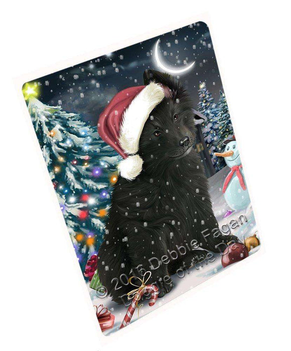 Have a Holly Jolly Christmas Belgian Shepherd Dog in Holiday Background Large Refrigerator / Dishwasher Magnet D001