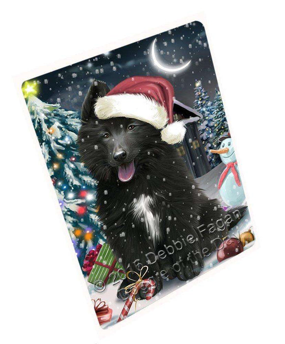 Have a Holly Jolly Christmas Belgian Shepherd Dog in Holiday Background Large Refrigerator / Dishwasher Magnet D003