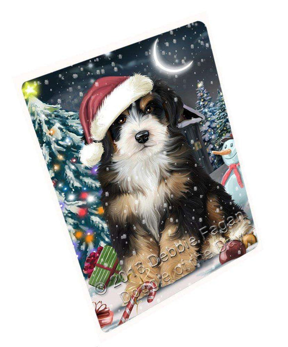 Have a Holly Jolly Christmas Bernedoodle Dog in Holiday Background Large Refrigerator / Dishwasher Magnet D010