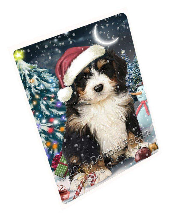 Have a Holly Jolly Christmas Bernedoodle Dog in Holiday Background Large Refrigerator / Dishwasher Magnet D011