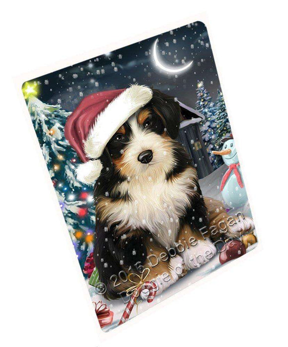 Have a Holly Jolly Christmas Bernedoodle Dog in Holiday Background Large Refrigerator / Dishwasher Magnet D012