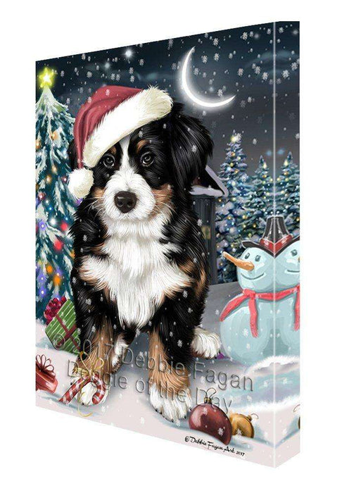 Have a Holly Jolly Christmas Bernese Mountain Dog in Holiday Background Canvas Wall Art D031