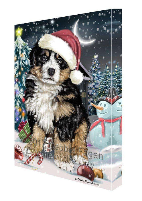 Have a Holly Jolly Christmas Bernese Mountain Dog in Holiday Background Canvas Wall Art D033