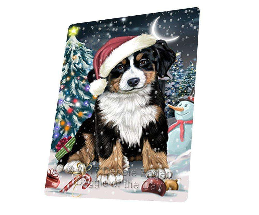 Have a Holly Jolly Christmas Bernese Mountain Dog in Holiday Background Tempered Cutting Board D050
