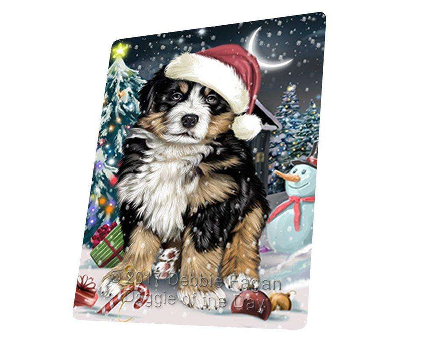 Have a Holly Jolly Christmas Bernese Mountain Dog in Holiday Background Tempered Cutting Board D051