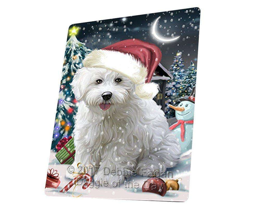 Have a Holly Jolly Christmas Bichon Dog in Holiday Background Tempered Cutting Board D066