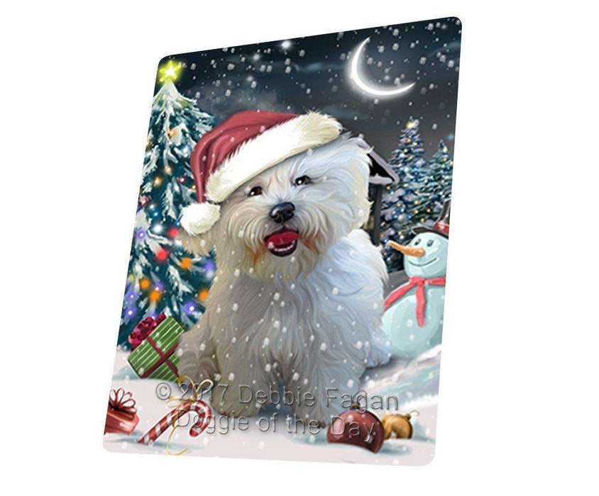 Have a Holly Jolly Christmas Bichon Dog in Holiday Background Tempered Cutting Board D067