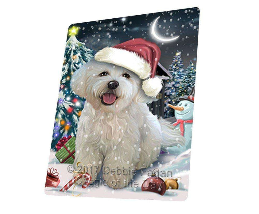 Have a Holly Jolly Christmas Bichon Dog in Holiday Background Tempered Cutting Board D068