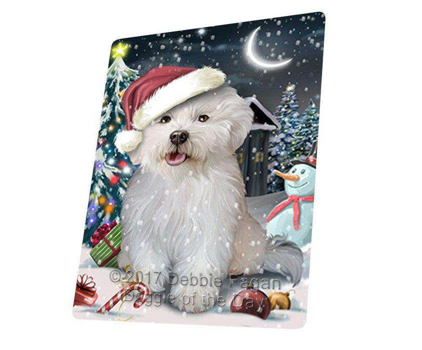 Have a Holly Jolly Christmas Bichon Dog in Holiday Background Tempered Cutting Board D069