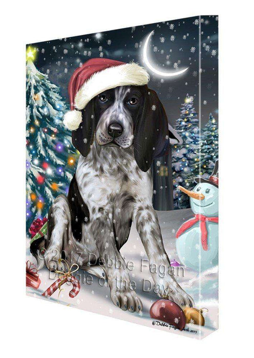 Have a Holly Jolly Christmas Bluetick Coonhound Dog in Holiday Background Canvas Wall Art D018