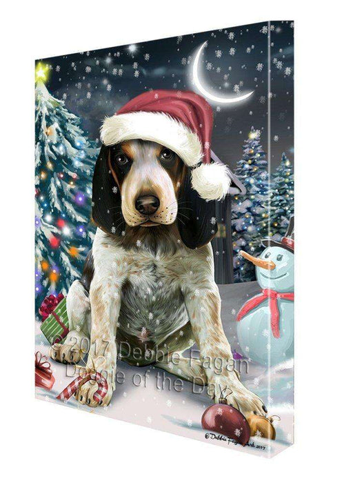 Have a Holly Jolly Christmas Bluetick Coonhound Dog in Holiday Background Canvas Wall Art D020