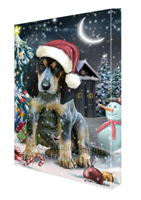 Have a Holly Jolly Christmas Bluetick Coonhound Dog in Holiday Background Canvas Wall Art D021