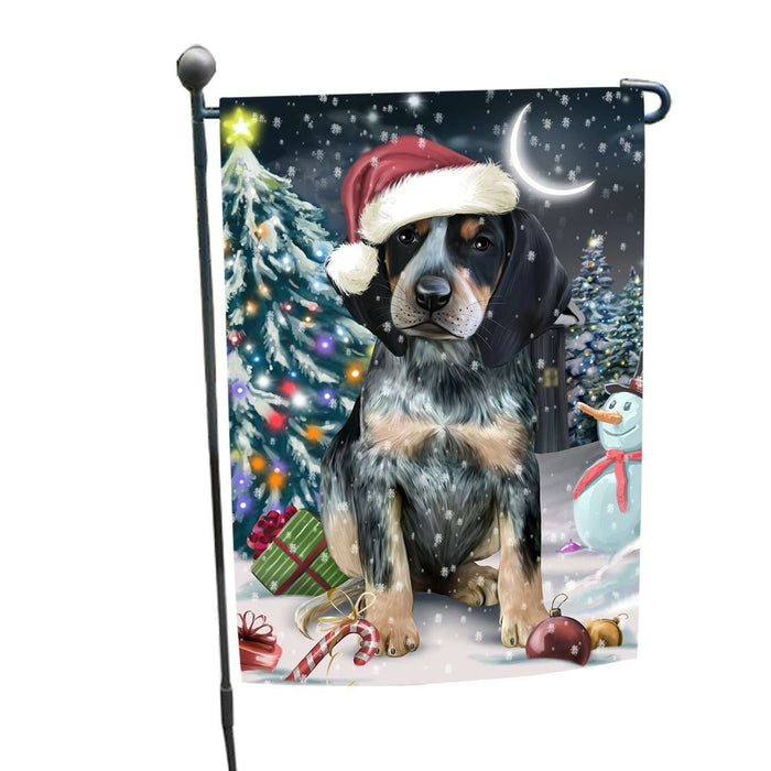Have a Holly Jolly Christmas Bluetick Coonhound Dog in Holiday Background Garden Flag D019