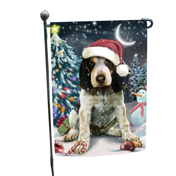 Have a Holly Jolly Christmas Bluetick Coonhound Dog in Holiday Background Garden Flag D020