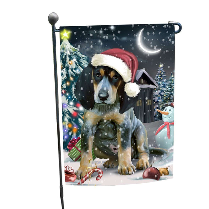 Have a Holly Jolly Christmas Bluetick Coonhound Dog in Holiday Background Garden Flag D021