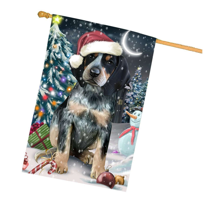 Have a Holly Jolly Christmas Bluetick Coonhound Dog in Holiday Background House Flag