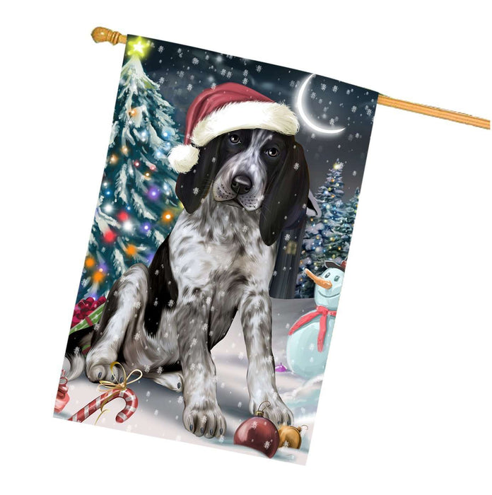Have a Holly Jolly Christmas Bluetick Coonhound Dog in Holiday Background House Flag